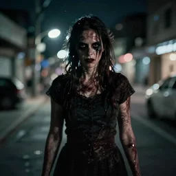 aggressive psychopath looking at camera, horror lighting, at night, cctv footage, out of focus, motion blur