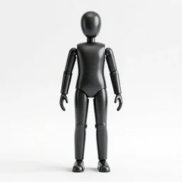 carbon fiber marionette, clean 3d render, octane render, isolated on a pure white background, centered, entire object in frame, sharp focus, soft studio lighting