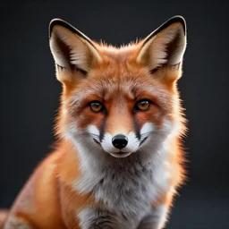 a close-up studio photography portrait of anthropomorph cyber fox, dramatic backlighting