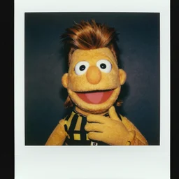 realistic david bowie as a muppet, 5 0 mm lens, polaroid by terry richardson