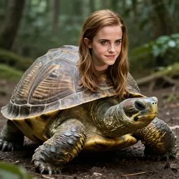 emma watson in a turtle shell, national geographic level professional photograph