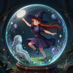 Digital art, a teenage witch frees trapped souls from a glass orb, trending on ArtStation