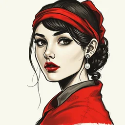 a beautiful ink drawn portrait, a maciej kuciara art deco style ink drawing, only one head single portrait team fortress 2 scout the girl with the pearl earring as the team fortress 2 scout team fortress 2 scout team fortress 2 scout scout team fortress 2 scout, a maciej kuciara art deco style ink drawing, smooth, sharp focus, vibrant volumetric dark natural light, dark enlightenment