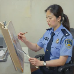 experimental palette knife oil painting a police psychologist named dr. tracy wong