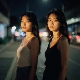 photography of female models, dramatic light, cinestill, filmstill, bokeh, long exposure