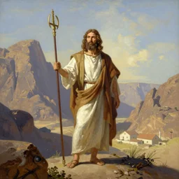 Moses standing on Mt Sinai, Thomas Kinkade