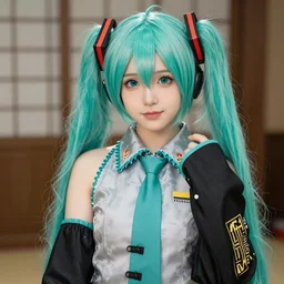 photo of hatsune miku, wearing a japanese kebaya, real photo, real camera, intricate details, dslr, 8 k