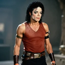micheal jackson if he was hyper masculine, no makeup, bulging muscles. he is 2 0 years old and dressed as luke skywalker