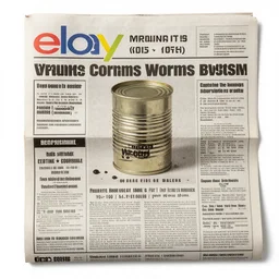 can of worms, ebay listing, product picture, advertisement, old full spread newspaper advertisement