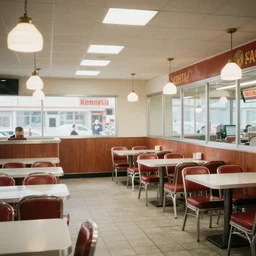 an empty 1 9 5 0 s diner, kenopsia