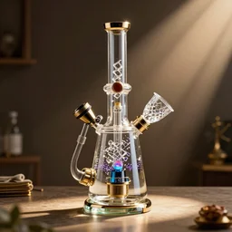 amazing swiss double percolator vortex water bong with diamond crystal bowl. hadron antimatter vacuum reactor. most expensive cannabis illadelph water bong concept, Photorealistic. 4k. God rays. Highly detailed. VRay Rendering. Unreal Engine