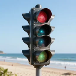 traffic light on the beach, digital art, cosmic, 3 d high definition, trending on art station, photorealistic, high resolution, 8 k, octane, hyper detailed, insane details, intricate, elite, ornate, elegant trend, highly detailed and intricate, sharp focus, photography, unreal engine