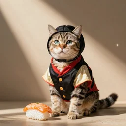 cat in sushi costume