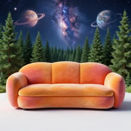 psychedelic trippy couch pine forest planets milky way sofa by tim white