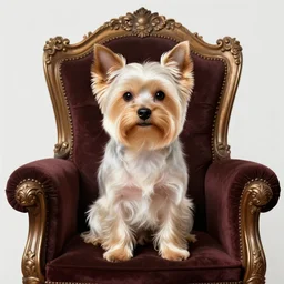 white yorkshire terrier sitting on throne, portrait art by donato giancola and greg rutkowski, realistic face, digital art, trending on artstation, symmetry