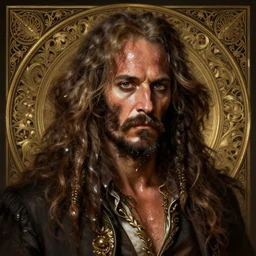 portrait of davy jones, d & d, wet, shiny, fantasy, intricate, elegant, highly detailed, digital painting, artstation, concept art, smooth, sharp focus, illustration, art by artgerm and greg rutkowski and alphonse mucha