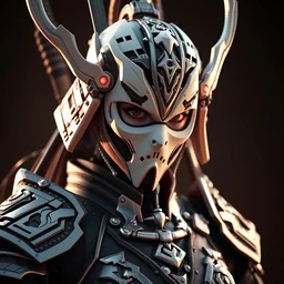 gorgeous female samurai, 3 d render, futuristic biomechanical, porcelain ivory mask, hyper realistic, cinematic, octane render, 8 k