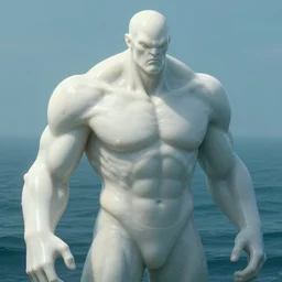 singular cthulhu humanoid giant. realistic. pale white rubber smooth skin. broad shoulders. strong torso. digital art, in the ocean, trending on artstation matte painting, look at all that detail, amazing!