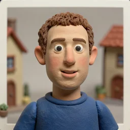 mark zuckerberg !!! very extremely realistic!!! extreme likeness!!! smooth specular clay! extremely close smooth specular sculpted   headshot  of mark zuckerberg clay puppet , soft light, in village  style: claymation puppet kids clay , by guldies , Cinematic focus, Polaroid photo, vintage, neutral colors, soft lights, foggy, by gregory crewdson