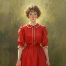 aerith gainsborough in red cottagecore dress, portrait, illustration, rim light, top light, perfectly shaded, soft painting, art by krenz cushart and wenjun lin