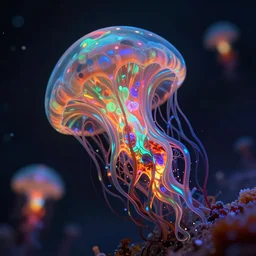 heat death of the universe, tilt shift, prismatic, horrifying, beautiful, gracious, bioluminescent, vibrant, ultra detailed