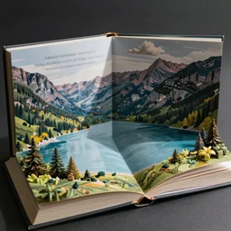 lakeside mountains, pop - up book