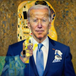 joe biden, painting by gustav klimt
