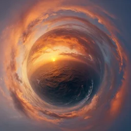 sperical hdri map, epic fantasy, ocean, mattepainting, octane, warm sundown, fall vibrancy, swirley clouds, by greg rutkoswki, by gehry, by annie leibovitz, by jesper ejsing