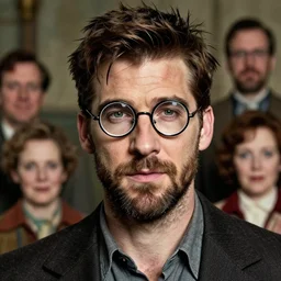 highly detailed portrait of john krasinski in round glasses, cursed, 1 9 5 0's, scruffy man, magnificent, photographic realistic background, by james gilleard, by joe fenton, by kaethe butcher, trending on instagram, award winning details