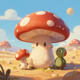 Mushroom Kingdom in a desert, by Marc Simonetti and James Gurney | digital painting | trending on artstation
