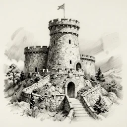 falkreath hold in skyrim. highly detailed charcoal sketch.