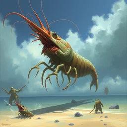 monstrously large shrimp, by john howe