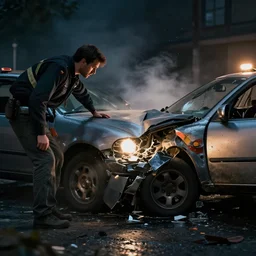 car crash, cinematic look, god lighting, 4 k