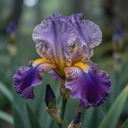 detailed concept art of an iris flower in an magical forest by james gurney in the style of yoshitaka amano, depth of field, unreal engine, 8 k, sharpness, artstation, award - winning realistic sci - fi concept art, in the style of james gurney.