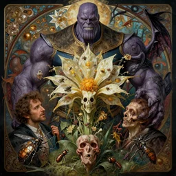 the platonic ideal of flowers, salvia divinorum, insects and empathy cletus kasady ultimate carnage thanos dementor wild hunt doctor manhattan chtulu nazgul mandelbulb davinci, d & d, fantasy, ego death, detailed, intricate, hyperrealism, intense, scary, decay, art by artgerm and greg rutkowski and alphonse mucha and giuseppe arcimboldo