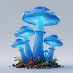 4 huge glowing blue mushrooms grow from the same spot, Sony a7R