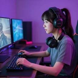 gamer girl playing video games