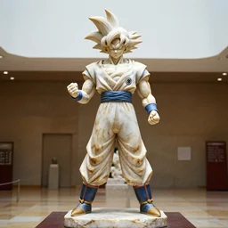 Photograph of a marble statue of Goku in the national museum