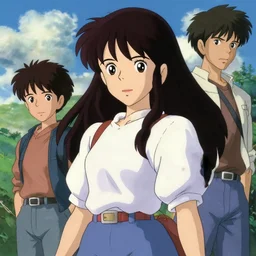 illustration of anime girl in the style of studio ghibli, ayami kojima, akihiko yoshida and 90's anime