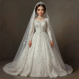 full body portrait of a beautiful Kurdish bride wearing beautiful a beautiful wedding dress, very detailed eyes, hyperrealistic, beautiful, very detailed painting by Glenn Fabry, trending on artstation, extremely high detail, incredibly intricate