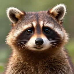closeup portrait of sly cooper raccoon, disney, pixar,
