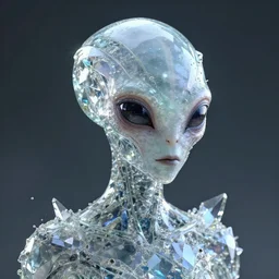 portrait of an alien made of crystal glass, artstation