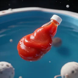 a pool of ketchup floating in space