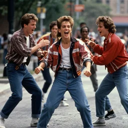 film still from the movie 'Nerd Squad'' (1995). Exciting action scene. Sigma 85mm f/8