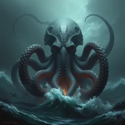 cthulhu emerging from ocean, a scenic dystopian environment, lovecraftian, intricate, elegant, highly detailed, centered, digital painting, artstation, concept art, smooth, sharp focus, illustration, artgerm, tomasz alen kopera, peter mohrbacher, donato giancola, joseph christian leyendecker, wlop, boris vallejo