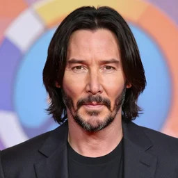 Keanu Reeves as a character in the game Overwatch, with a background based on the game Overwatch, detailed face