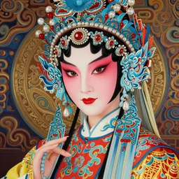 legal good colorful female sacred drama peking opera kunqu literary tsing yi studio portrait of absurdly beautiful, elegant, young sexy elegant woman, super fine surreal detailed facial illustration by kim jung gi, iraq nadar, intricate lines, sharp focus, vibrant colors, matte, octopath voyager, final fantasy, unreal engine highly rendered, global illumination, radiant light, intricate environments