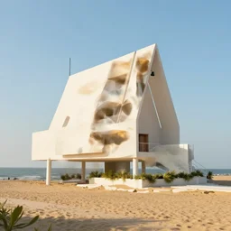 create a set of beautiful beach located architecture building