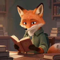 studious librarian fox fantasy character, portrait trending on artstation