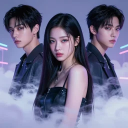 hoyeon jung emerging from ethereal clouds in cyberpunk theme by conrad roset, takato yomamoto, jesper ejsing,, rule of thirds, seductive look, beautiful